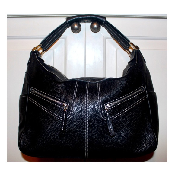 TOD’S Large Milky Bag W/ Feet Black Leather Shoulder Bag Hobo Style EUC - Picture 3 of 8